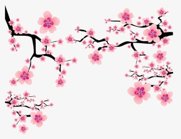 Pink Elements Branches Blossom Cherry Plum Japanese - Transparent Cherry Blossom Png, Png Download, Transparent PNG