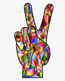 This Free Icons Png Design Of Chromatic Low Poly Peace - Peace Hand Sign Png, Transparent Png, Transparent PNG
