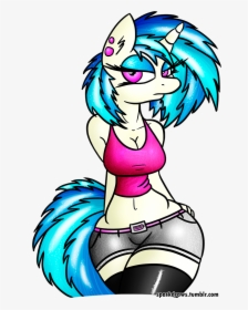 Sparkdraws, Belly Button, Busty Vinyl Scratch, Cleavage, - Cartoon, HD Png Download, Transparent PNG