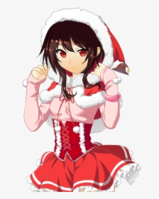 Stunning Anime Santa Hat Christmas Meme Megumin Wizard - Anime Girl Santa Claus, HD Png Download, Transparent PNG