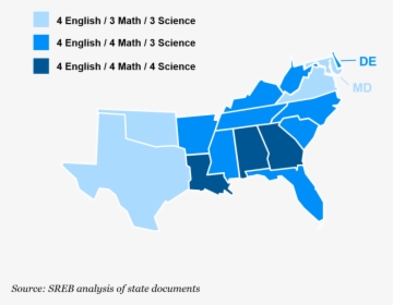 Map Displaying Math, English, And Science Course Requirements - South Region, HD Png Download, Transparent PNG