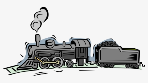 Vector Illustration Of Rail Transport Speeding Steam - Coal Train Cartoon, HD Png Download, Transparent PNG