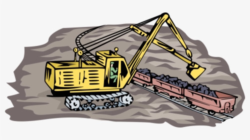 Vector Illustration Of Steam Shovel Loading Rail Cars - Illustration, HD Png Download, Transparent PNG
