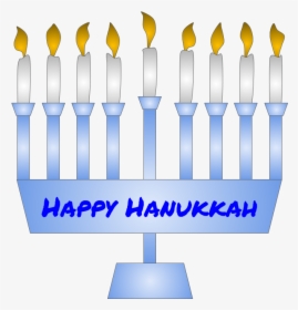 Menorah, Hanukkah, Eighth Night Candle Lit, Blue - Graphic Design, HD Png Download, Transparent PNG