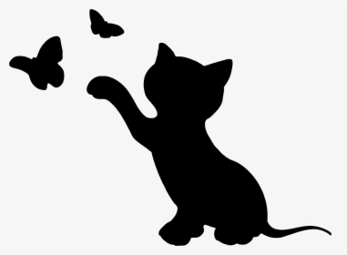 Kitten Cat Silhouette Clip Art - Silhouette Kitten Clip Art, HD Png Download, Transparent PNG
