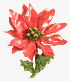 Christmas Poinsettia Flower Pin Vintage 1960s Enameled - Poinsettia, HD Png Download, Transparent PNG