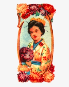 Vintage Japanese Women Flower Card Images - Artificial Flower, HD Png Download, Transparent PNG