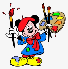 Minnie Paint Painting Clip Art Cartoon Characters - Mickey Mouse Doing Painting, HD Png Download, Transparent PNG