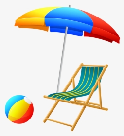 Beach Umbrella With Chair And Ball Png Clip Art, Transparent Png, Transparent PNG