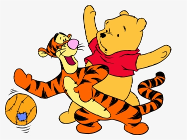 Winnie The Pooh Tigger And Ball Png Clip Art - Winnie The Pooh And Tigger Playing, Transparent Png, Transparent PNG