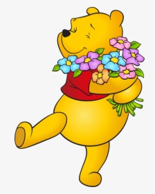 Winnie The Pooh With Flowers, HD Png Download, Transparent PNG
