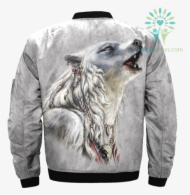 The White Wolf American Native Over Print Bomber Jacket - Wolf Jacket, HD Png Download, Transparent PNG
