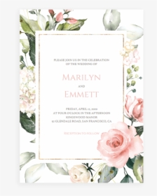 Pink And Gold Wedding Invitation Cards Template Floral - Floral Rose Gold Invitation Card, HD Png Download, Transparent PNG