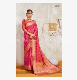 Rajtex Khambhati Silk Saree Jt Rk Sarees - Dark Pink Silk Color Saree, HD Png Download, Transparent PNG