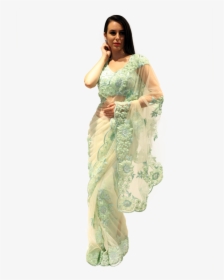 Net Green Saree - Sari, HD Png Download, Transparent PNG