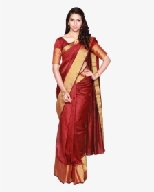 Picture Free Stock Transparent Saris Spicy - Maroon Cotton Silk Saree, HD Png Download, Transparent PNG