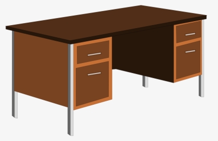 Desk, Office, Table, Cupboard, Furniture - Desk Clipart, HD Png Download, Transparent PNG