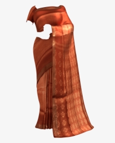 Orange Silk Linen Saree With Cutwork Pallu Linen Sarees - Sari, HD Png Download, Transparent PNG