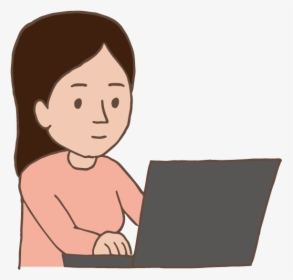 Young Lady Using Laptop - Cartoon, HD Png Download, Transparent PNG