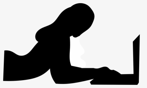 Girl On Laptop Silhouette, HD Png Download, Transparent PNG