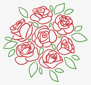 Transparent Clipart Design - Drawing Of A Bouquet Of Roses, HD Png Download, Transparent PNG