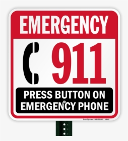 Emergency 911 Press Button Phone Sign - Sign, HD Png Download, Transparent PNG