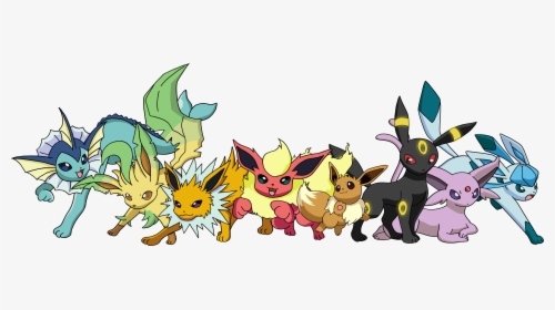 Eeveelutions - Flareon Jolteon Vaporeon Umbreon Espeon Leafeon Glaceon, HD Png Download, Transparent PNG