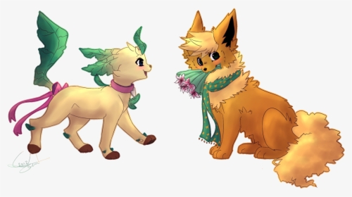 Flareon X Leafeon - Cute Leafeon And Flareon, HD Png Download, Transparent PNG