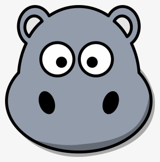 Hippo, Head, Cartoon, Cute, Grey, Zoo, Wildlife, HD Png Download, Transparent PNG