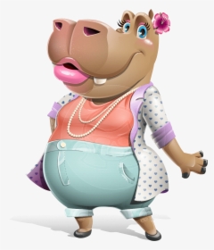 Female Hippo Cartoon Character, HD Png Download, Transparent PNG