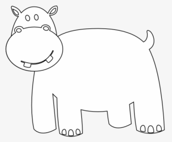 Colorful Animal Hippo Black White Line Art 555px, HD Png Download, Transparent PNG