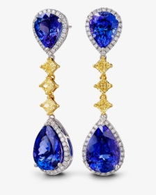 Shimansky Pear Tanzanite And Fancy Yellow Diamond Earrings, HD Png Download, Transparent PNG