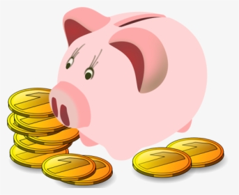 Piggy Bank With Coins Around It Vector Graphics, HD Png Download, Transparent PNG