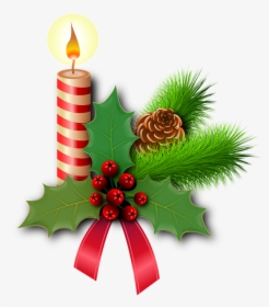 Christmas, Holly, Candles, Decorative, Berries, Branch, HD Png Download, Transparent PNG