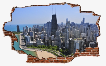 Zapwalls Decals Breaking Wall Chicago Skyline Color, HD Png Download, Transparent PNG