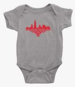 Heather Grey Baby Onesie With Red Chicago Skyline Design, HD Png Download, Transparent PNG