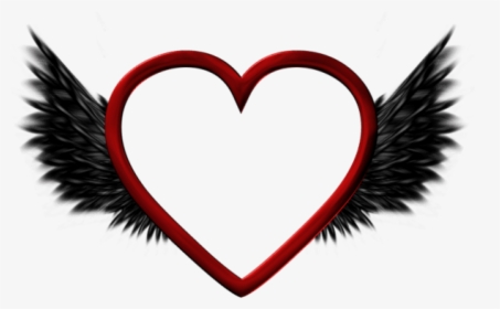 Free Png Red Transparent Heart With Black Wings Png, Png Download, Transparent PNG
