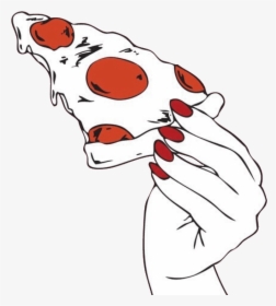 Pizza Food Hungry Hand Nails Red Girl Girly Tumblr, HD Png Download, Transparent PNG