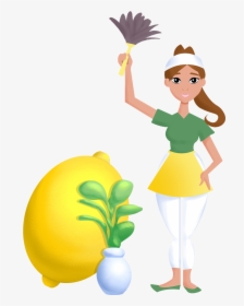 Zesty Maids Ana With Lemon And Plant, HD Png Download, Transparent PNG