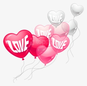 Valentines Day Pink And White Love Heart Baloons Png, Transparent Png, Transparent PNG