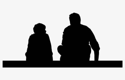 Father And Son Sitting Silhouette, HD Png Download, Transparent PNG