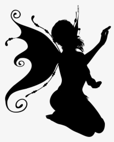 Ornate Sitting Fairy Silhouette Clip Arts, HD Png Download, Transparent PNG