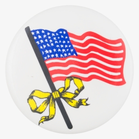 American Flag With Yellow Ribbon Cause Button Museum, HD Png Download, Transparent PNG