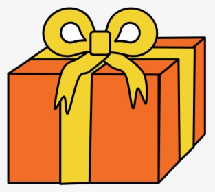 Gift, Orange Wrapping Paper, Yellow Ribbon, HD Png Download, Transparent PNG