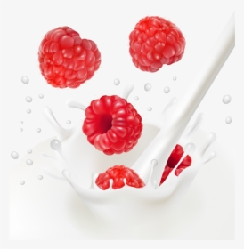 Raspberries With Milk, HD Png Download, Transparent PNG