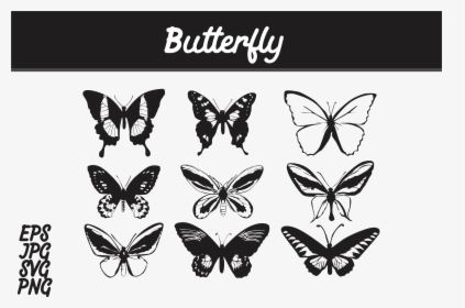 Butterfly Silhouette Set Svg Vector Image Bundle Graphic, HD Png Download, Transparent PNG