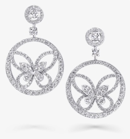 A Pair Of Graff Butterfly Silhouette Diamond Hoop Earrings, HD Png Download, Transparent PNG