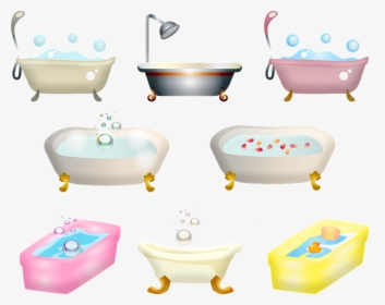 Bathtub, Bath, Bubbles, Shower, Rose Petals - Tina De Baño Dibujo, HD Png Download, Transparent PNG