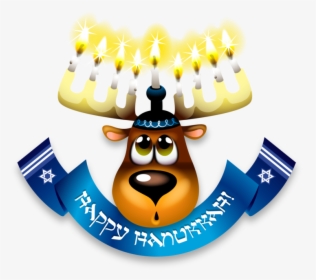 Moose Head With Menorah And Happy Hanukkah Banner - Happy Hanukkah Moose, HD Png Download, Transparent PNG