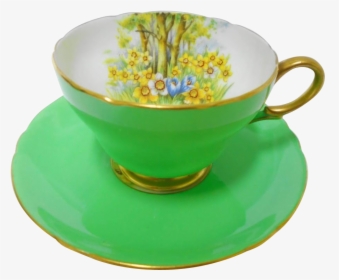 Shelley Henley Daffodil Time Green Tea Cup And Saucer, - Saucer, HD Png Download, Transparent PNG